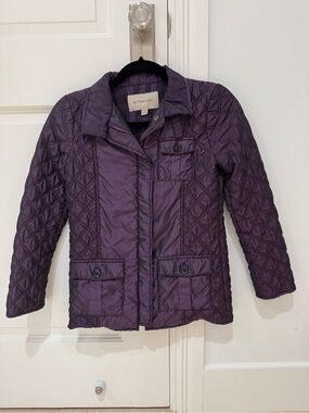 Burberry Purple Quilted Button-Front Jacket